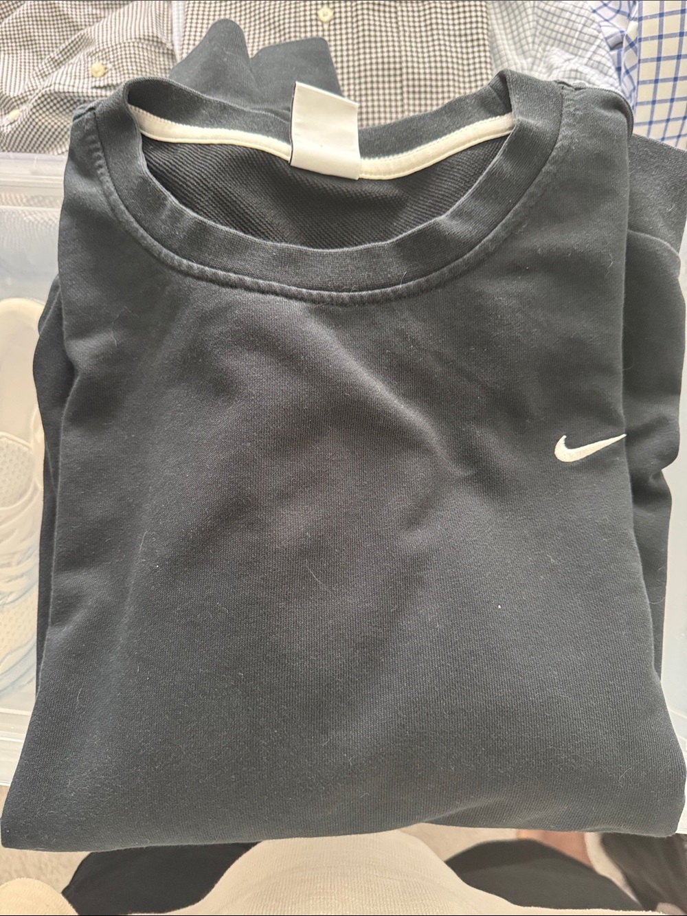 Nike Kids Black Crewneck Sweatshirt with White Swoosh